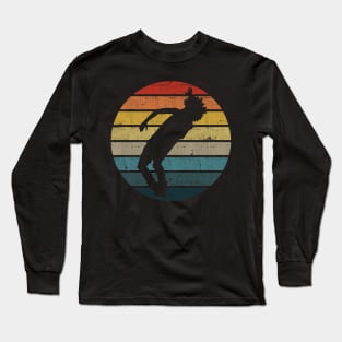 Breakdance Dancer Silhouette On A Distressed Retro Sunset product Long Sleeve T-Shirt